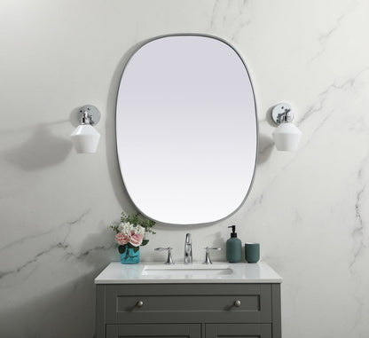 Metal Frame Oval Mirror 30x40 Inch in Silver