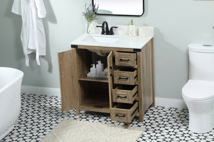 32 inch Single bathroom vanity in natural oak with backsplash