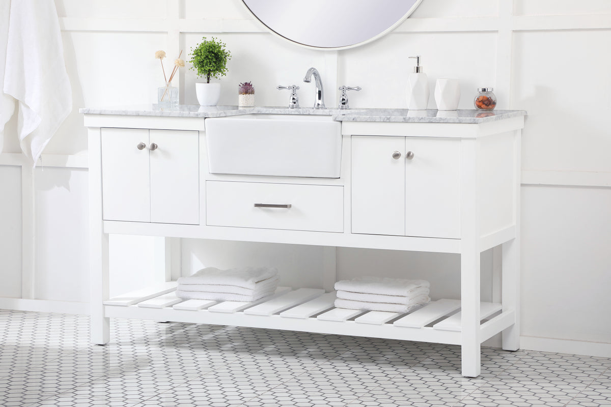 60 inch Single bathroom vanity in white
