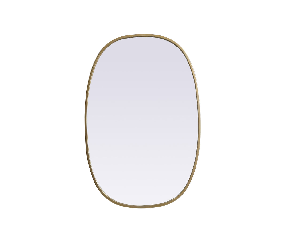 Metal Frame Oval Mirror 20x30 Inch in Brass