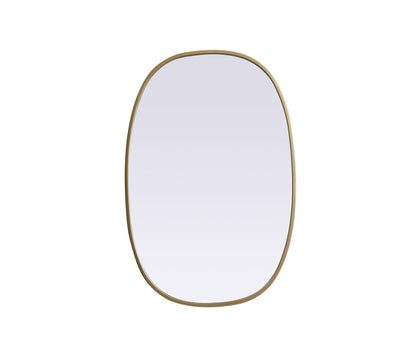 Metal Frame Oval Mirror 20x30 Inch in Brass