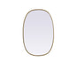 Metal Frame Oval Mirror 20x30 Inch in Brass