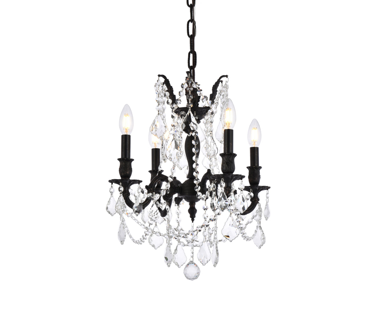 Rosalia 4 light Dark Bronze Pendant Clear Royal Cut Crystal