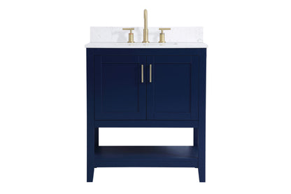 30 inch Single Bathroom Vanity in Blue with Backsplash