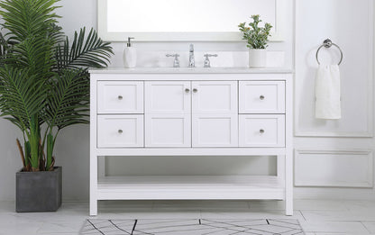 48 inch Single Bathroom Vanity in White with Backsplash