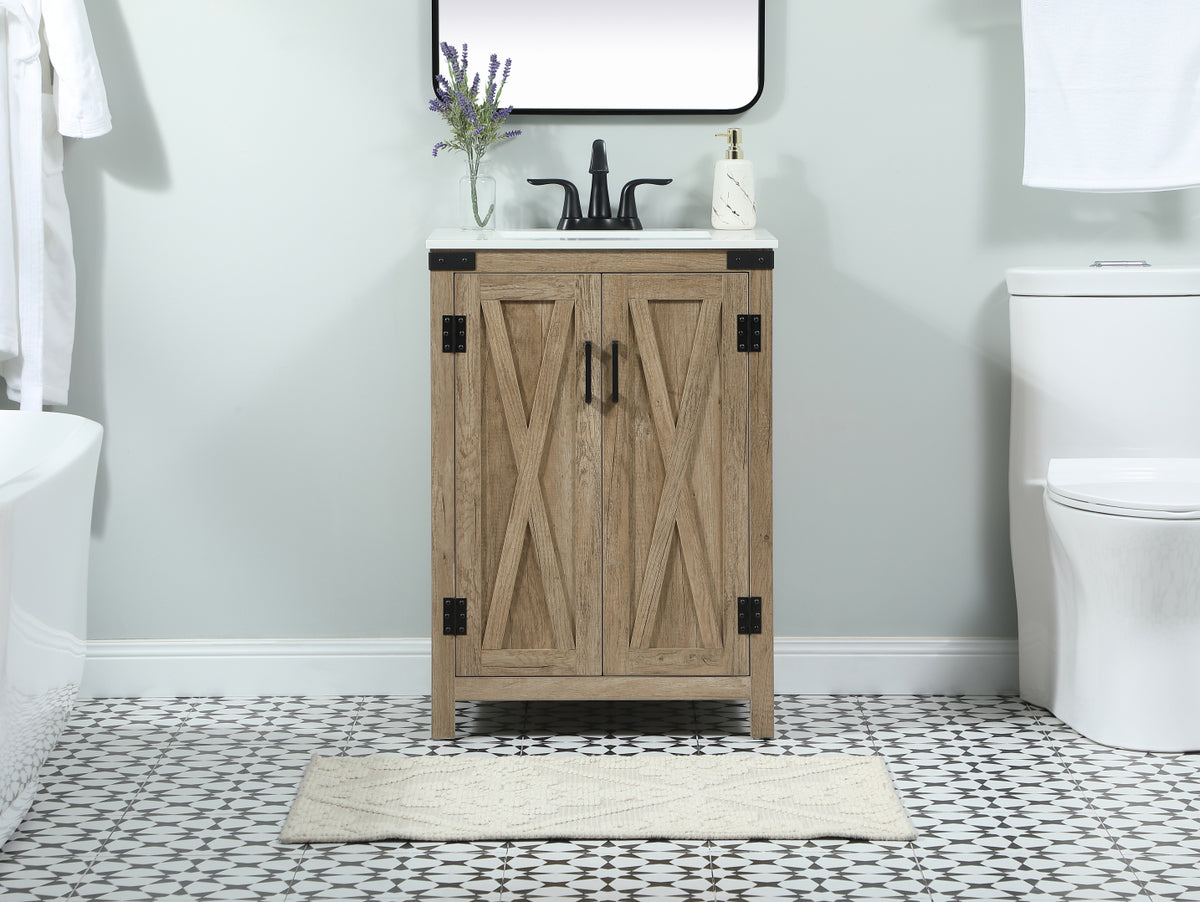 24 inch Single bathroom vanity in natural oak