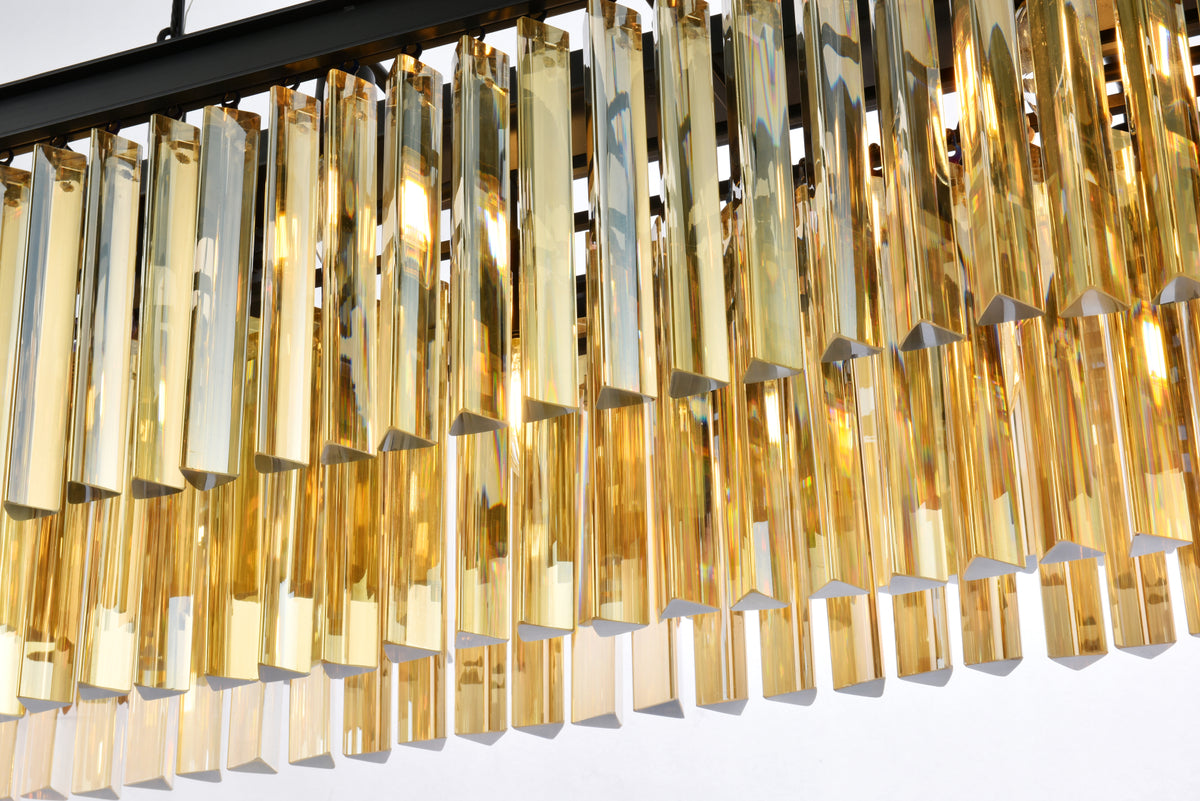 Sydney 12 light Matte Black Chandelier Golden Teak (Smoky) Royal Cut Crystal