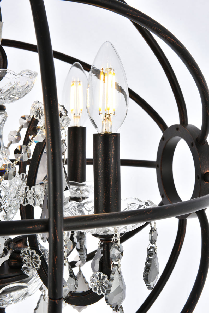 Geneva 4 light Dark Bronze Pendant Silver Shade (Grey) Royal Cut crystal