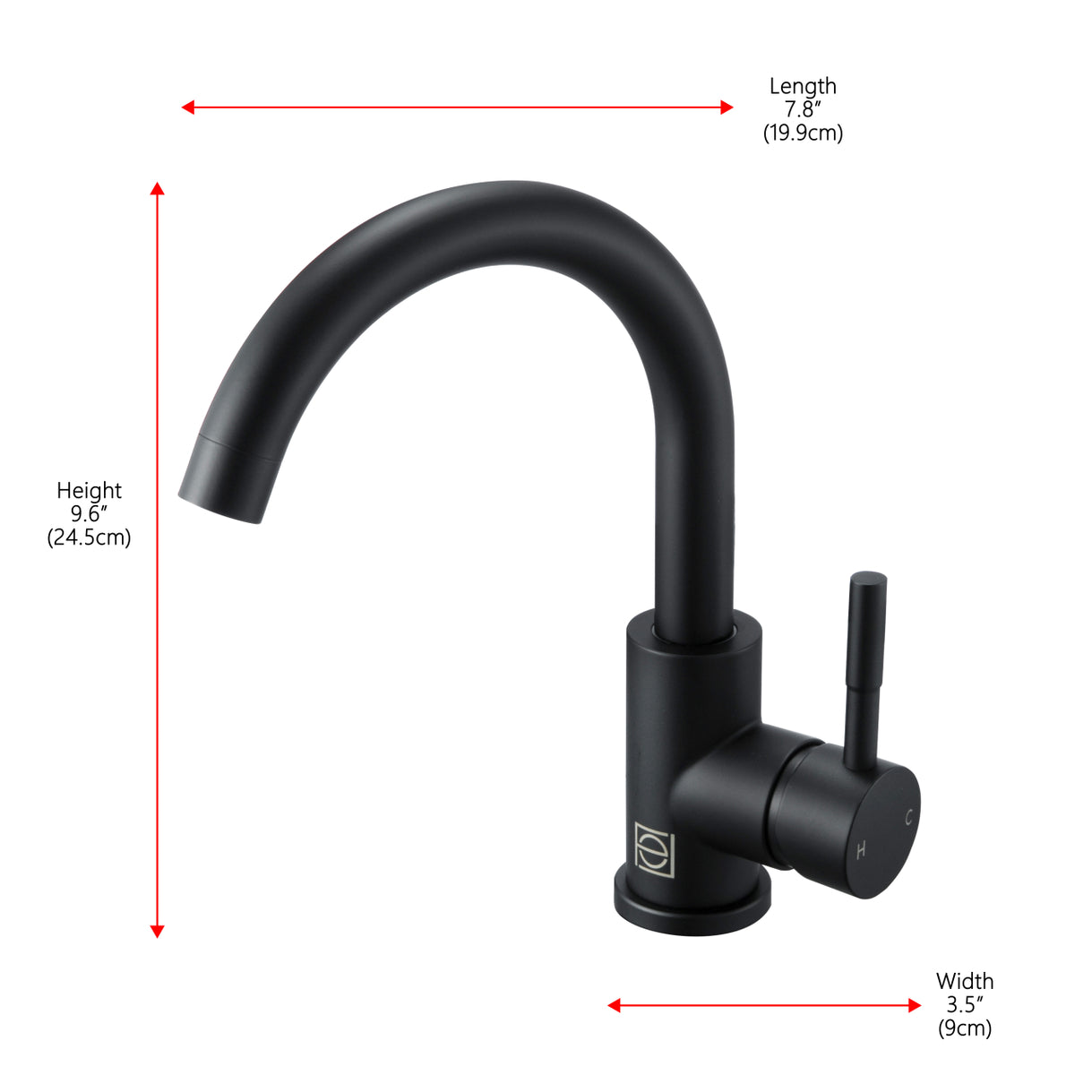 Louis Single Hole Single Handle Bathroom Faucet in Matte Black