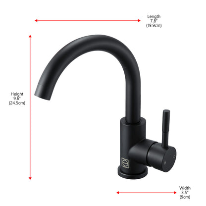 Louis Single Hole Single Handle Bathroom Faucet in Matte Black