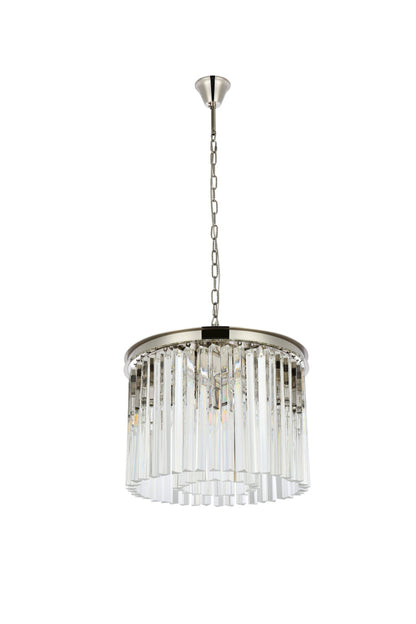 Sydney 6 light polished nickel Pendant Clear Royal Cut Crystal