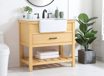 36 inch Single bathroom vanity in natural wood