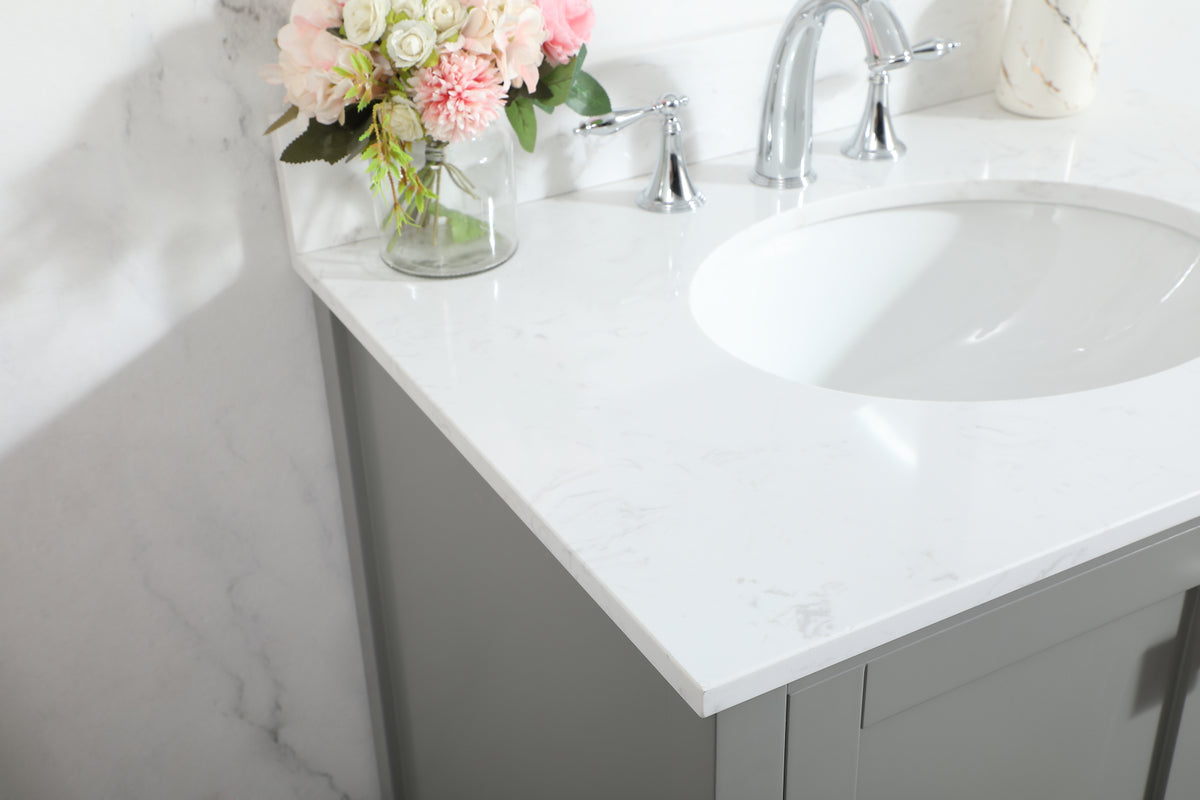 30 inch Single bathroom vanity in grey with backsplash