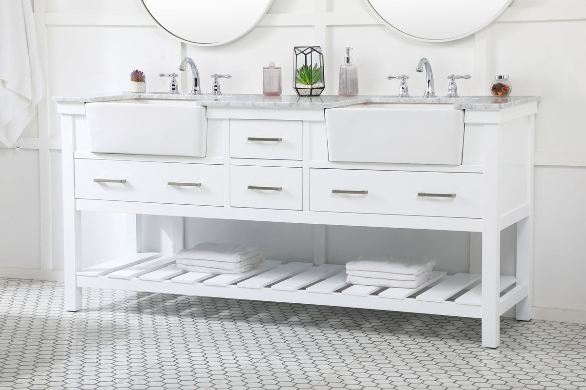 72 inch double bathroom vanity in white