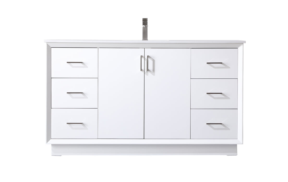 60 Inch SIngle Bathroom Vanity In White