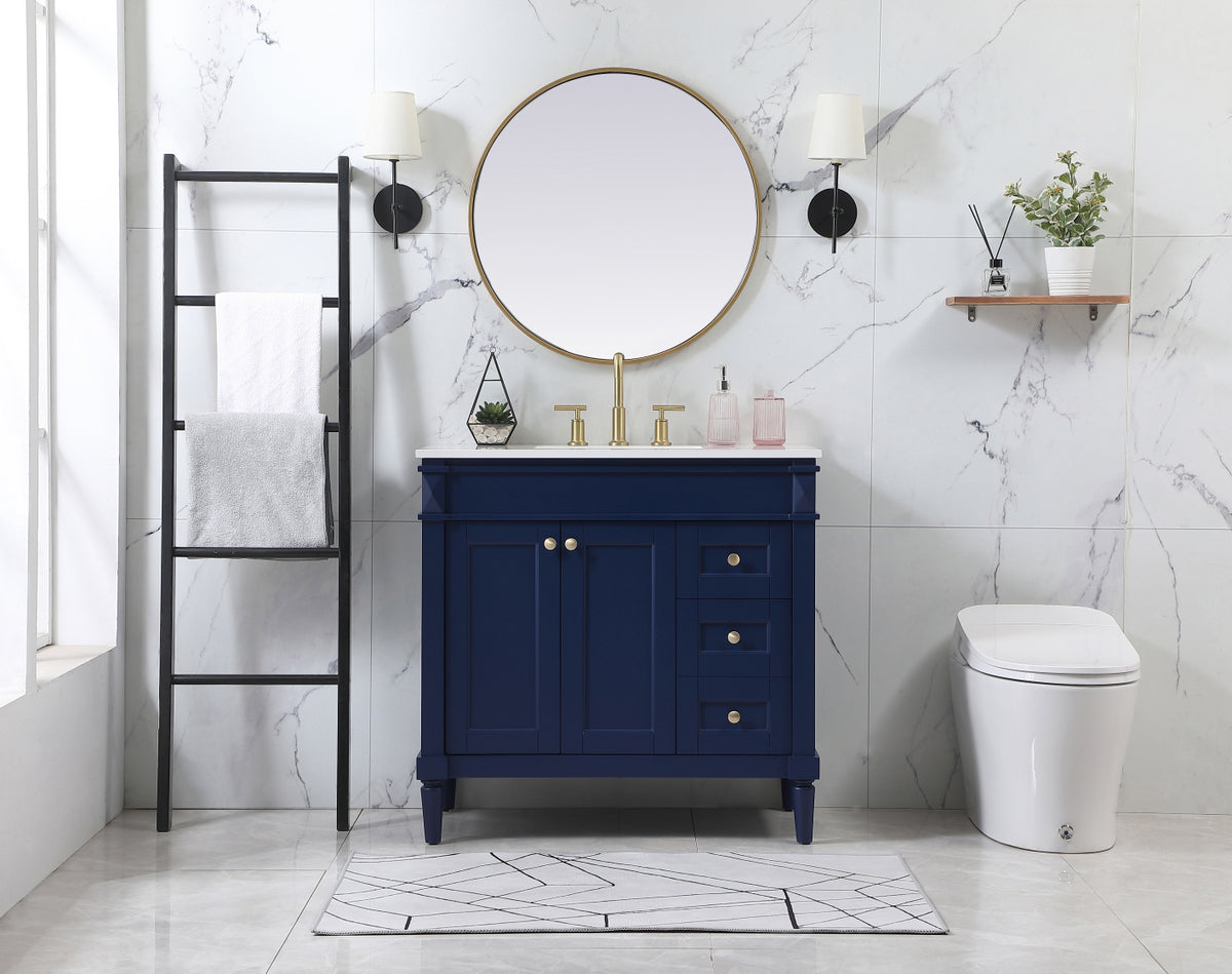 36 inch Single bathroom vanity in blue