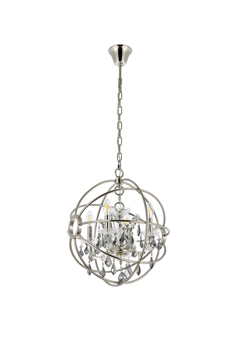 Geneva 4 light polished nickel Pendant Silver Shade (Grey) Royal Cut crystal