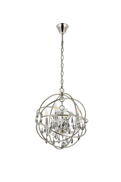 Geneva 4 light polished nickel Pendant Silver Shade (Grey) Royal Cut crystal