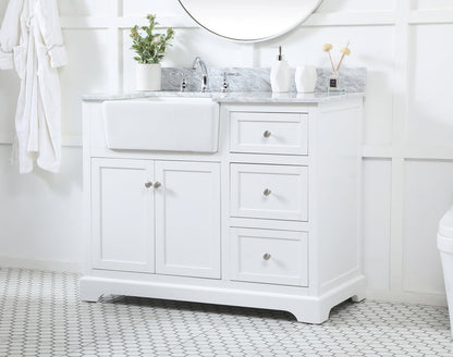 42 inch Single bathroom vanity in white with backsplash