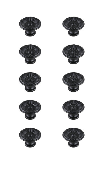 Corio 1.1" Diameter Matte Black Mushroom Knob Multipack (Set of 10)