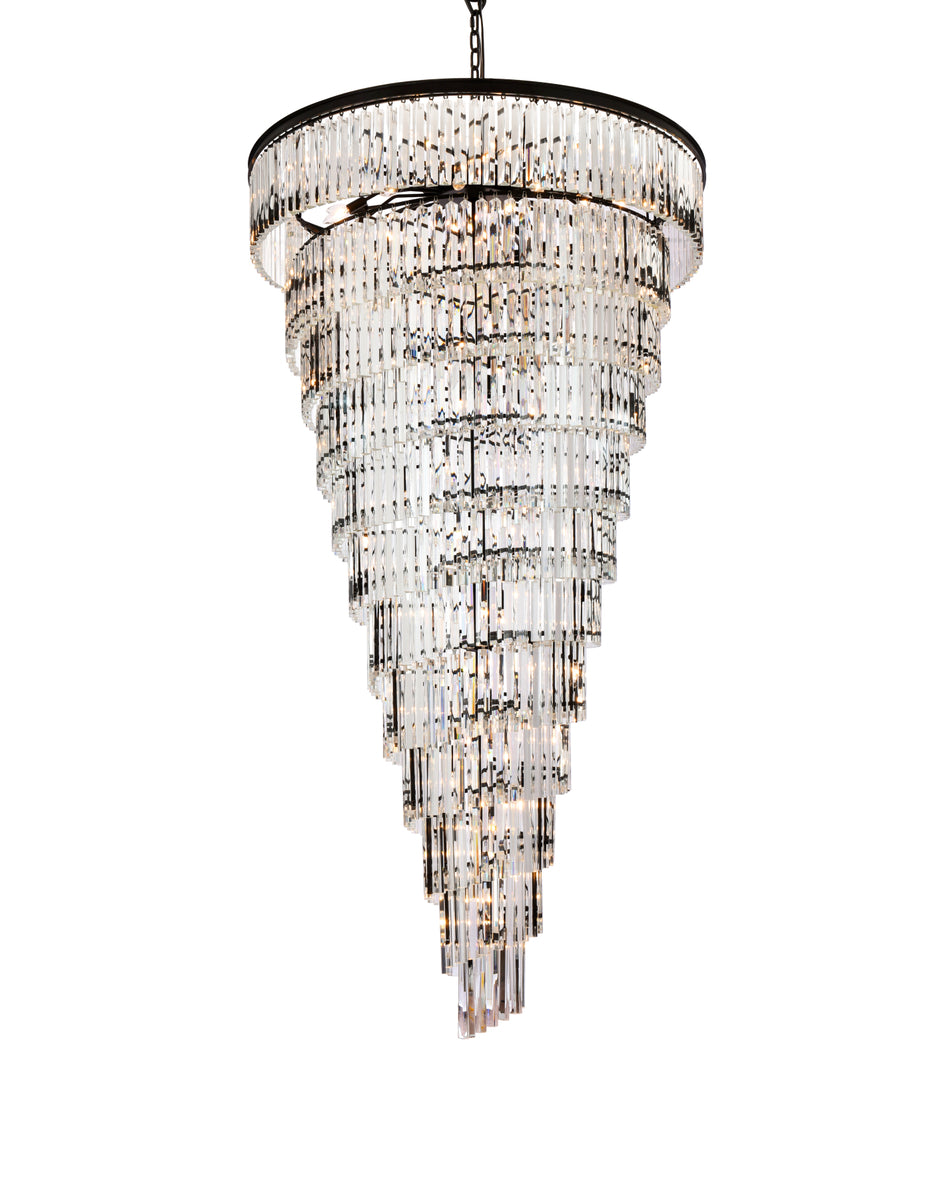 Sydney 48 inch spiral crystal chandelier in matte black
