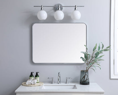 Soft corner metal rectangular mirror 24x32 inch in Silver