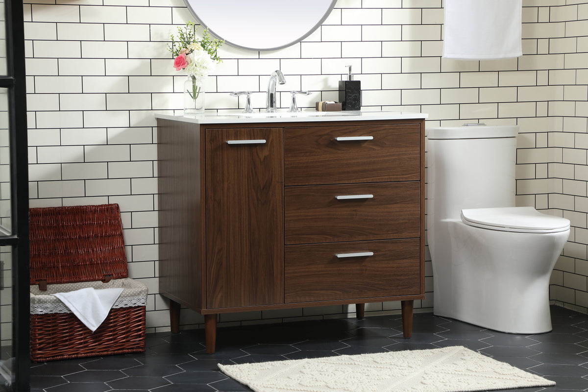 36 inch bathroom vanity in Walnut