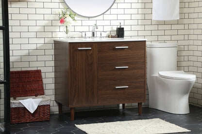 36 inch bathroom vanity in Walnut