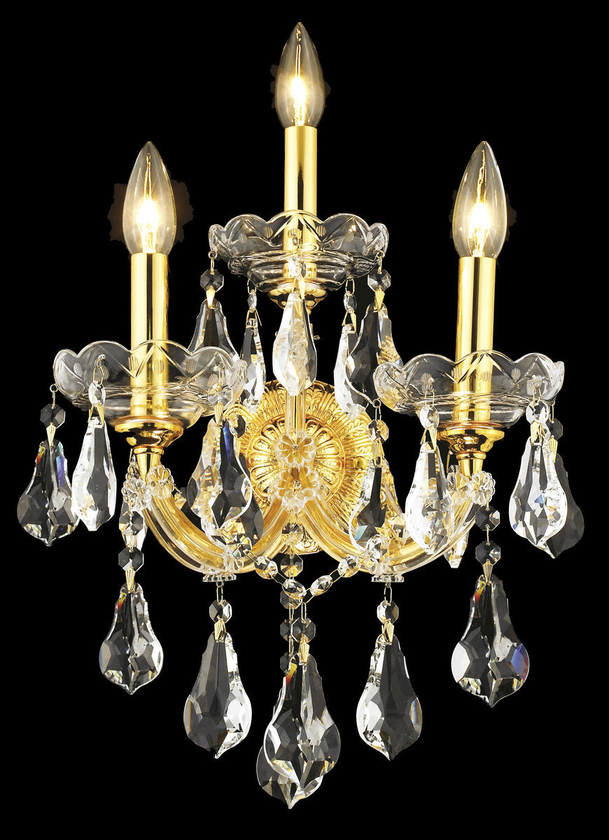 Maria Theresa 3 light Gold Wall Sconce Clear Royal Cut Crystal