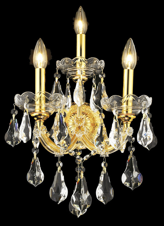 Maria Theresa 3 light Gold Wall Sconce Clear Royal Cut Crystal