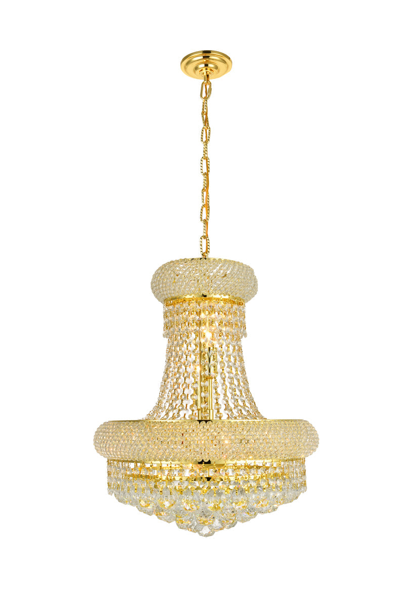 Primo 8 light Gold Pendant Clear Royal Cut Crystal