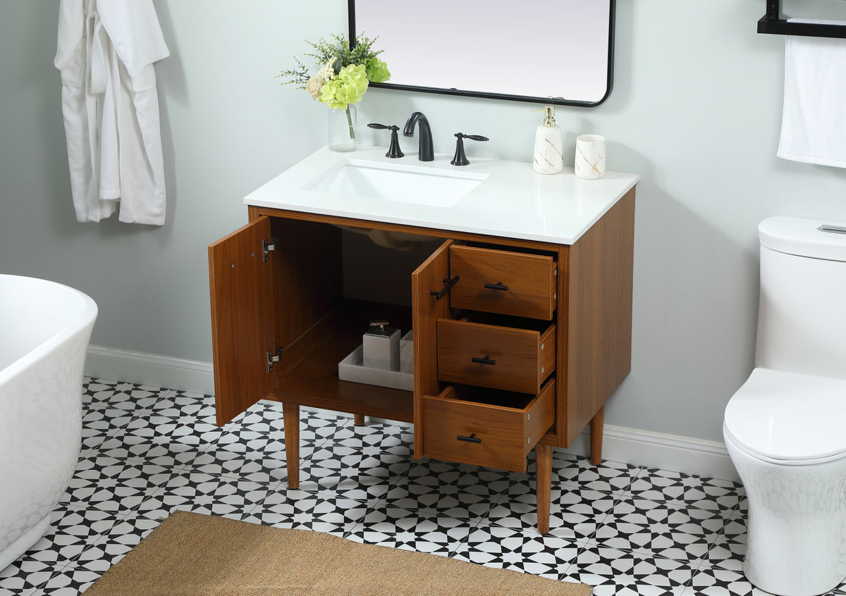 36 inch Single bathroom vanity in teak