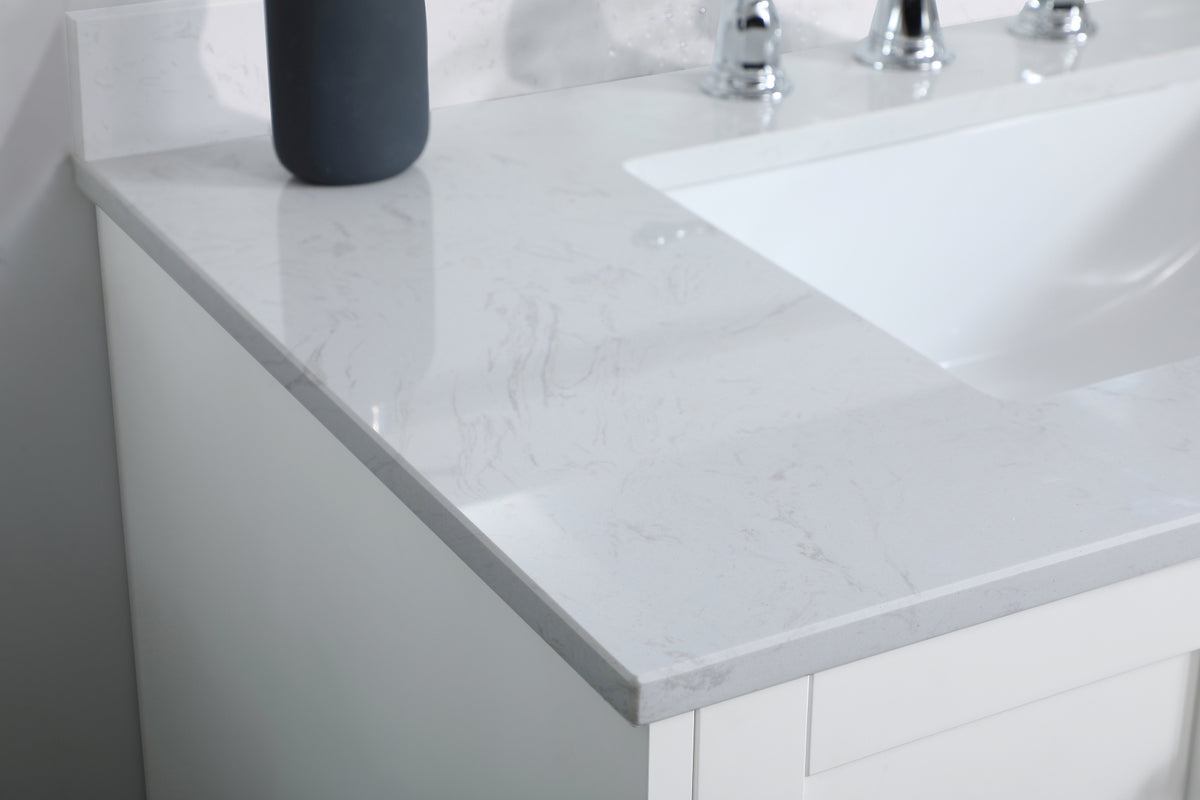 36 inch Single Bathroom Vanity in White with Backsplash