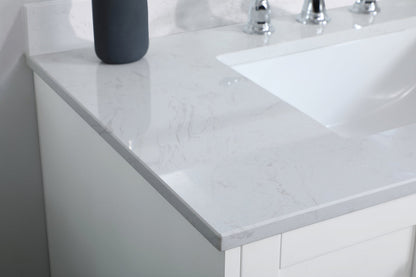 36 inch Single Bathroom Vanity in White with Backsplash