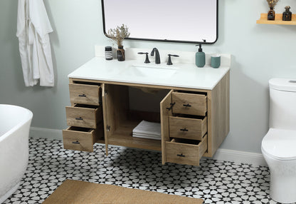 48 inch Single bathroom vanity in natural oak with backsplash