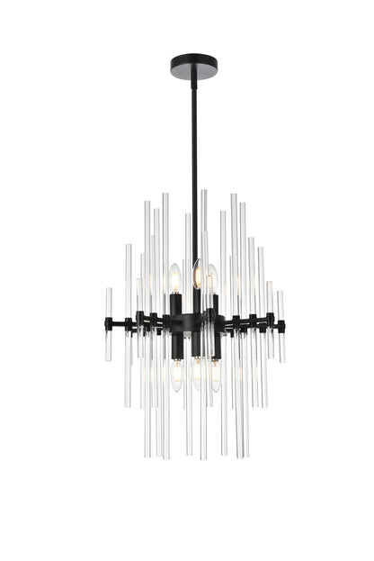 Sienna 17 inch crystal rod pendant in black