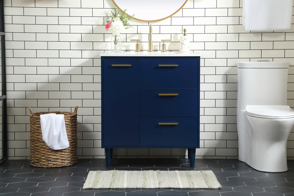 30 inch bathroom vanity in Blue