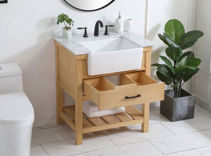 30 inch Single bathroom vanity in natural wood