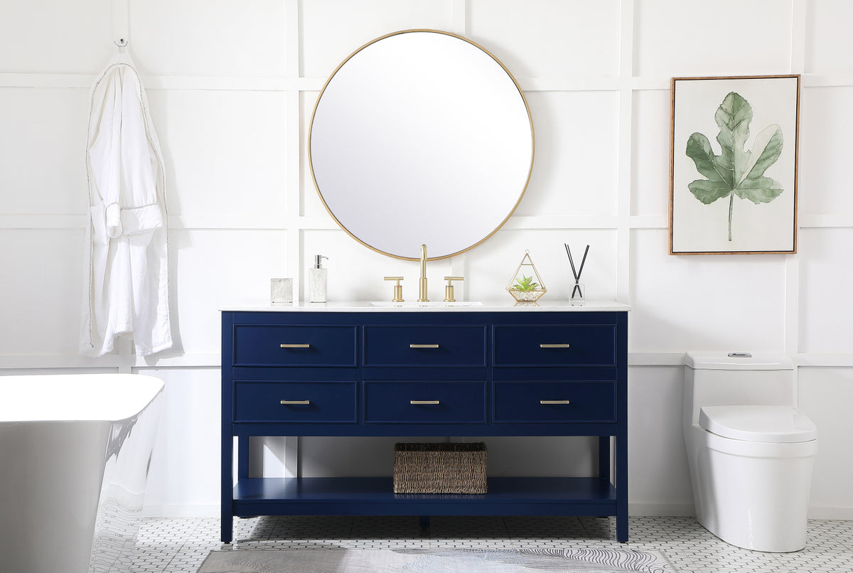 60 inch Single bathroom vanity in blue