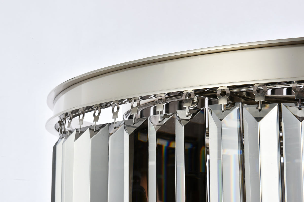 Sydney 8 light polished nickel Flush Mount Silver Shade (Grey) Royal Cut Crystal