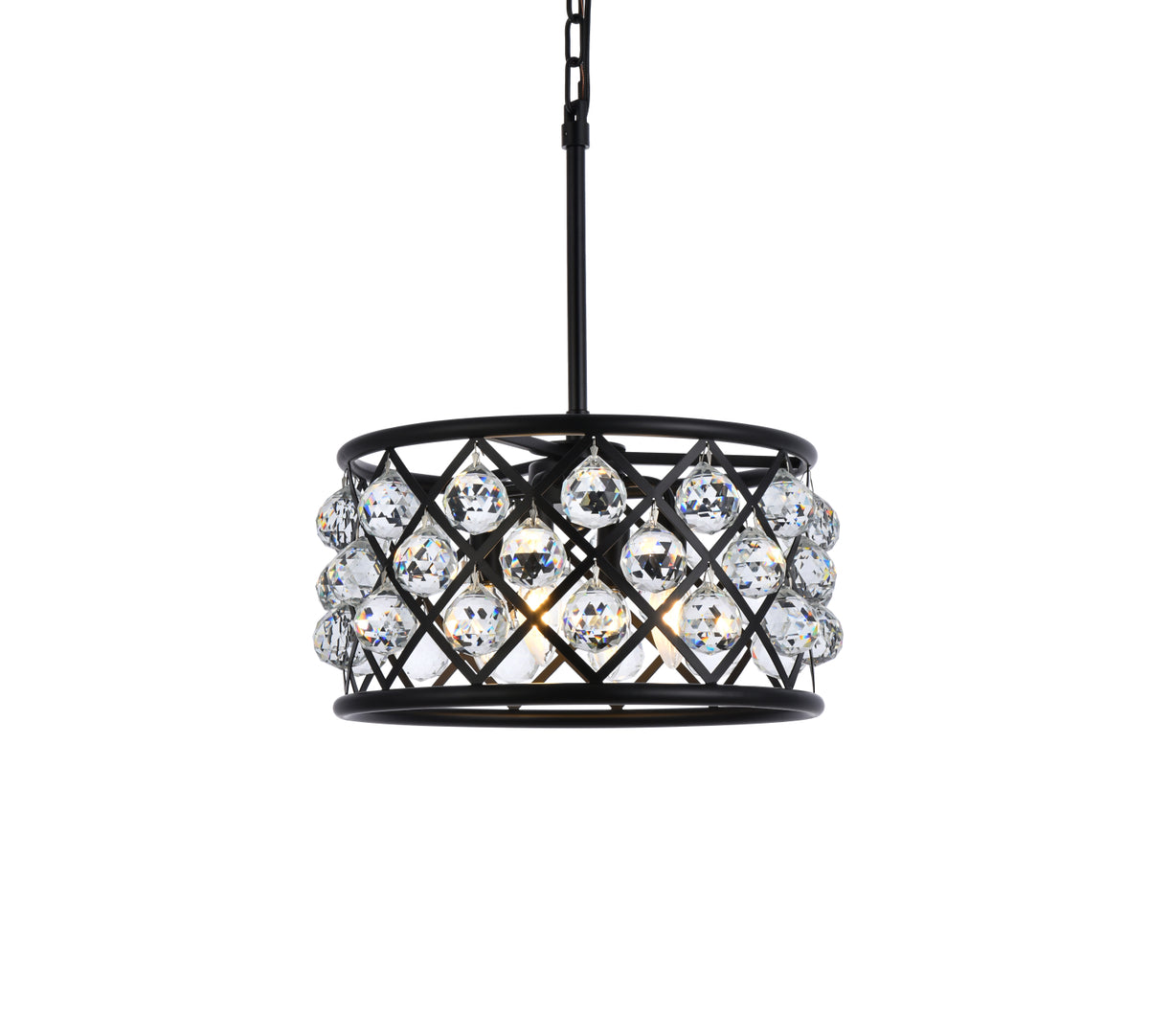Madison 4 light Matte Black Pendant Clear Royal Cut Crystal