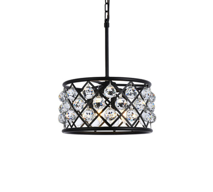 Madison 4 light Matte Black Pendant Clear Royal Cut Crystal