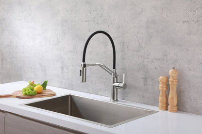 Leonardo Single Handle Pull Down Sprayer Kitchen Faucet in Brushed Nickel