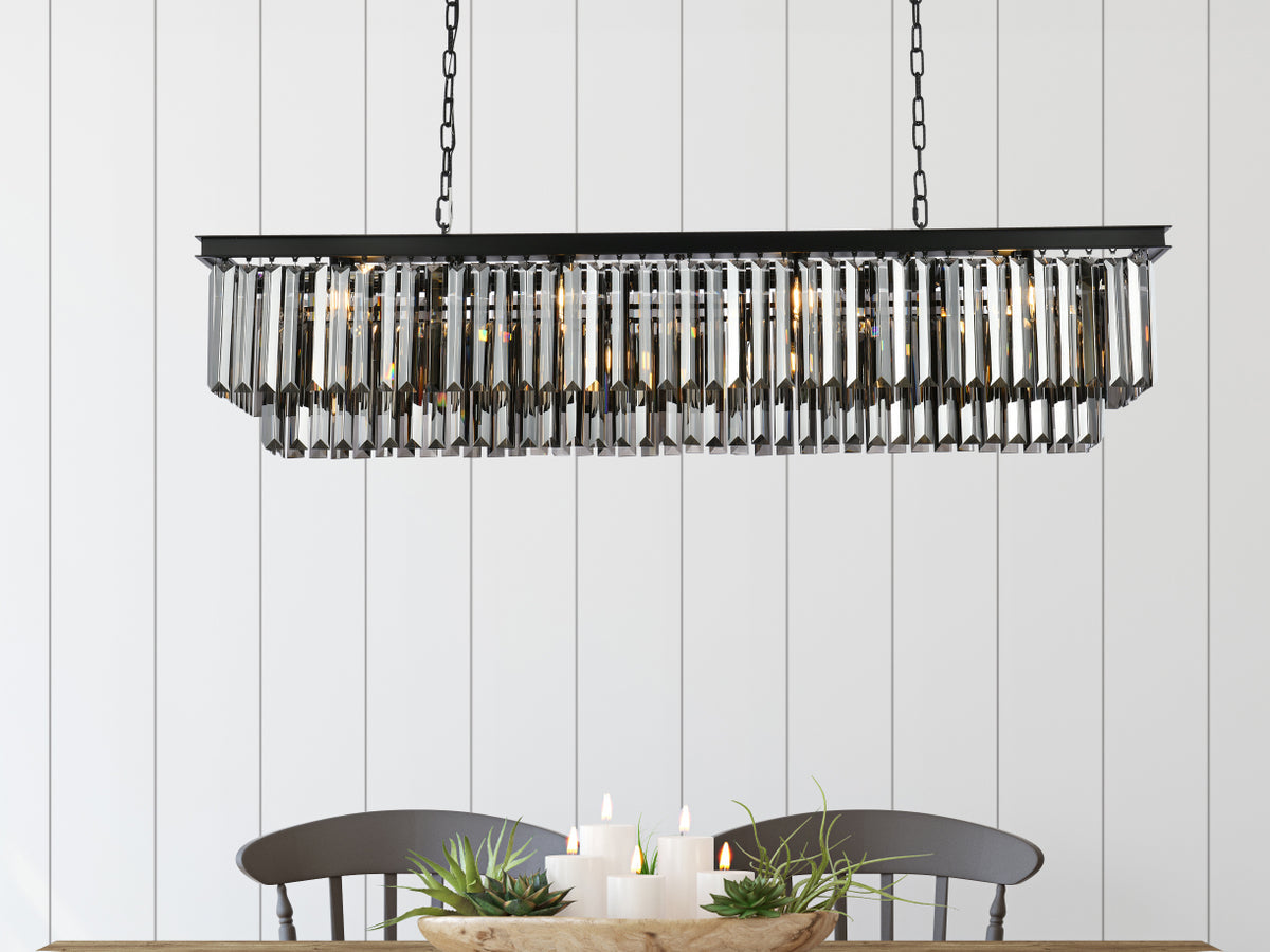 Sydney 12 light Matte Black Chandelier Silver Shade (Grey) Royal Cut Crystal