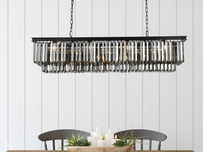 Sydney 12 light Matte Black Chandelier Silver Shade (Grey) Royal Cut Crystal