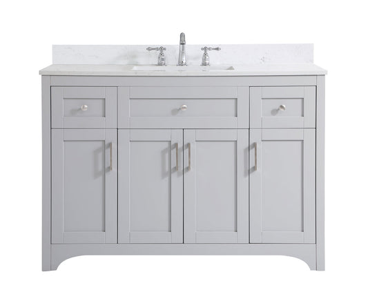 48 inch Single Bathroom Vanity in Grey with Backsplash