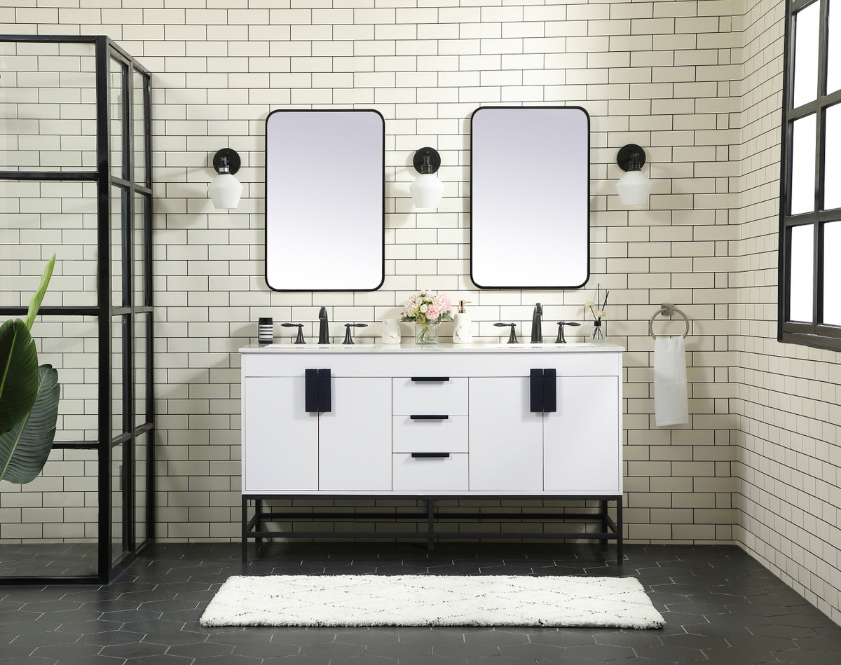 60 inch double bathroom vanity in white