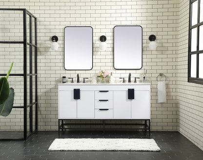 60 inch double bathroom vanity in white