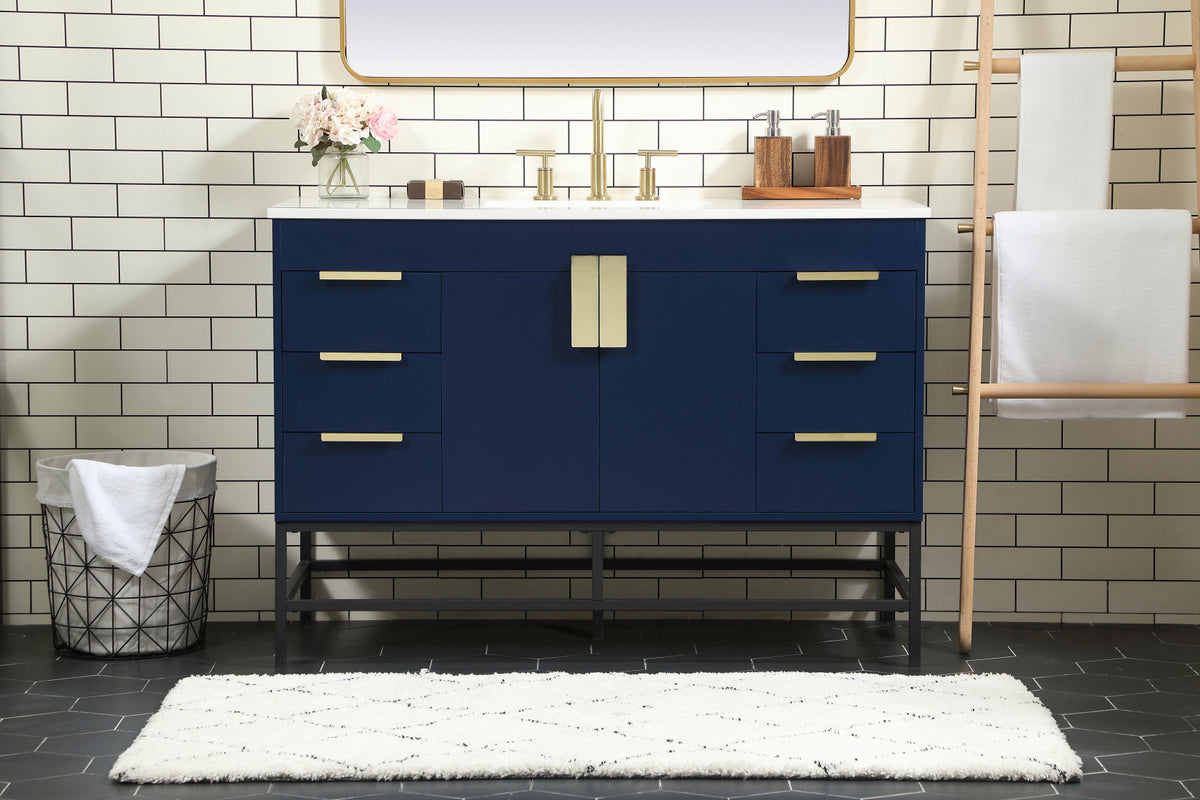 48 inch Single bathroom vanity in blue