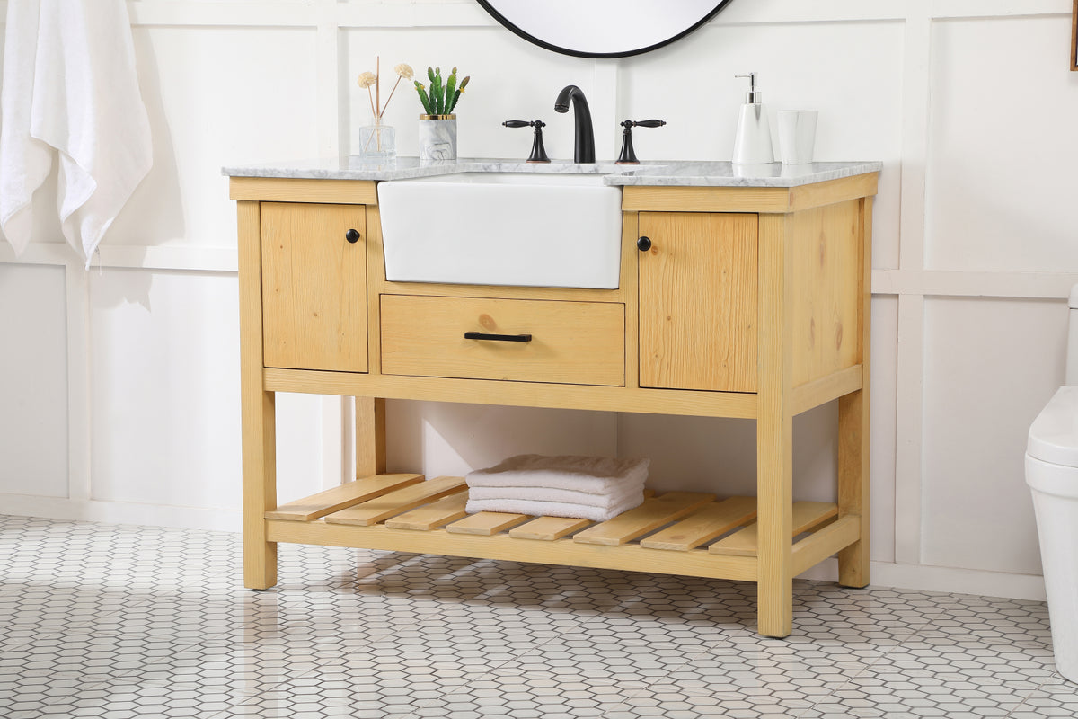 48 inch Single bathroom vanity in natural wood